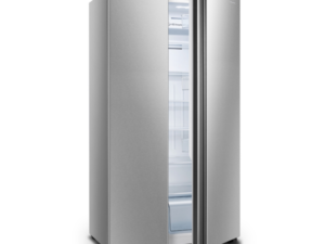 Hisense 560L Side-By-Side Refrigerator | RC-56WS4S2 with Total No Frost Description: Upgrade your kitchen with the sleek and spacious Hisense 560 Litre Side-By-Side Door Fridge (RC-56WS4S2). Designed for modern families, this refrigerator combines massive storage capacity with intelligent cooling technology to keep your groceries fresher for longer. Say goodbye to manual defrosting forever with Total No Frost technology, which prevents ice build-up and maintains consistent energy efficiency. The advanced Multi Air Flow System ensures cold air is distributed evenly to every corner, so your food stays fresh regardless of where it is placed. The RC-56WS4S2 is as practical as it is stylish. The 90 Degree Door Open Design allows full access to drawers even in tight kitchen corners, while the Moisture Fresh Crisper allows you to adjust humidity levels to keep fruits and vegetables crisp and delicious. Controlled by an intuitive Electronic Control panel and illuminated by bright LED Lighting, this Hisense side-by-side fridge is the ultimate blend of convenience and performance. Key Features: 560L Capacity: Massive storage for bulk shopping. Total No Frost: Zero ice build-up, zero maintenance. Multi Air Flow: Even cooling for extended freshness. Moisture Fresh Crisper: Keeps veggies crunchy and fresh. Space-Saving Design: Full drawer access with doors open at just 90°.