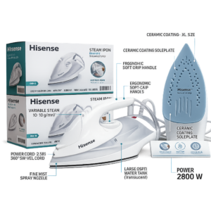 Hisense 2800W Steam Iron – Fast Heating & Powerful Steam Performance