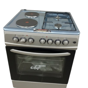 Feature,Details Dimensions,60cm x 60cm Burners,4 Gas Burners (Low Consumption) Oven Configuration,Gas Oven & Electric Grill (Dual) Finish,Anti-Rust Stainless Steel Specialty,Rotisserie Function & Self-Ignition Warranty,5 Years