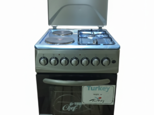 Feature,Details Model,TE5622 INOX SH Brand,Super Chef Burner Configuration,2 Gas Burners + 2 Electric Plates Oven & Grill,Full Electric Dual System Body Material,Premium Stainless Steel (Inox) Special Extras,"Oven Light, Rotisserie, Self-Ignition" Warranty,5 Years