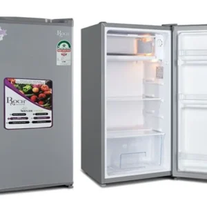 ROCH 120L No-Frost Double Door Refrigerator (RFR-120S-J) β SilverStop wasting time defrosting! The ROCH 120L No-Frost Refrigerator brings advanced cooling technology to your home or office. Designed for the modern Ugandan lifestyle, it offers premium features like humidity control and high-efficiency cooling in a space-saving design.π Key Features for Your Convenience:Advanced No-Frost Technology: Say goodbye to the hassle of manual ice scraping. The air-cooling system prevents frost buildup, keeping your freezer clean and your food fresher for longer.Smart Humidity Control: Not all vegetables are the same. The adjustable crisper drawer allows you to change the humidity levels, ensuring your greens stay crunchy and your fruits stay juicy.Customizable Interior: With adjustable and removable glass shelves, you can easily fit large pots or tall bottles. The door balcony is perfectly sized for your favorite soda cans and milk bottles.Security & Peace of Mind: Features a built-in Lock & Key mechanismβessential for shared apartments, office pantries, or keeping snacks safe from children.Eco-Friendly & Low Bill: Using Rochβs fluorine-free, high-efficiency refrigerant and ultra-micro pore foaming technology, this fridge keeps the cold in and the electricity costs down.π Technical Specifications:FeatureDetailsModel NumberRFR-120S-JCapacity120 LitersCooling TypeNo-Frost Air Cooling (Total Frost Free)Dimensions (WxDxH)450mm x 490mm x 831mmEnergy RatingEnergy Star Certified (High Efficiency)LightingModern Interior LEDStabilityAdjustable Front Leveling Feetπ Why Buy from Majendo.com?We provide genuine ROCH appliances with reliable performance. Perfect for studio apartments, tiny houses, or as a dedicated office fridge.Shop with Confidence at Majendo.comCall/WhatsApp: 0772352675Delivery: Fast delivery across Kampala and surrounding areas.