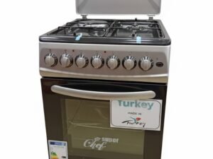 Technical Specifications Feature Details Size 50cm x 60cm (Space-Saving Design) Cooktop 3 Gas Burners + 1 Electric Hotplate Gas Efficiency Low Consumption Optimized Nozzles Ignition Automatic Self-Ignition Switch Oven Type Electric Oven & Grill with Temperature Control Special Functions Rotisserie, Timer, Oven Light Origin Made in Turkey Warranty 5 Years Manufacturer Warranty Included Comprehensive Manual Book