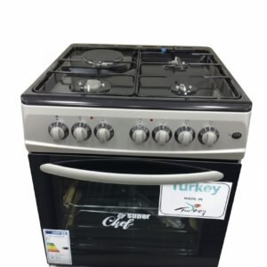 Super Chef 60x60cm Gas Cooker – Premium Efficiency & Precision Cooking Upgrade your kitchen with the Super Chef 60x60cm Premium Cooker, a perfect blend of modern technology and robust Turkish craftsmanship. Engineered for the modern home, this cooker offers a versatile cooking experience with 3 high-efficiency gas burners and 1 powerful electric hotplate, ensuring you never stop cooking even when gas runs out. Built to last, this cooker comes in a sleek Black and Silver finish that adds a touch of elegance to any kitchen decor. Whether you are baking, grilling, or slow-cooking, the Super Chef provides the precision and safety you need. Key Features & Benefits Versatile 3+1 Hybrid Top: Features 3 gas burners with low-consumption nozzles to save on fuel costs, plus 1 electric hotplate for flexible cooking options. Precision Oven & Grill: Equipped with a temperature control system and a built-in timer, allowing you to achieve perfect results for everything from delicate pastries to hearty roasts. Electric Oven & Grill: Enjoy even heat distribution for superior baking and a powerful grill for that perfect sear. Rotisserie Function: Includes a rotisserie chicken stick and an internal oven light, making it easy to prepare restaurant-style succulent roasted chicken at home. Smart Safety & Convenience: Features a self-ignition switch for easy, match-free starting and a comprehensive manual book to guide you through every function. Turkish Build Quality: Proudly Made in Turkey, known for world-class appliance engineering and durability. Specifications at a Glance Feature Details Dimensions 60cm x 60cm (Standard Fit) Top Configuration 3 Gas Burners + 1 Electric Hotplate Gas Usage Low Consumption (Nozzle Optimized) Oven Functions Temperature Control, Timer, Light, Rotisserie Ignition Automatic Self-Ignition Origin Made in Turkey Warranty 5 Years Manufacturer Warranty Why Choose Super Chef? The Super Chef cooker is designed for those who value efficiency without compromising on power. With its low gas consumption nozzles and a massive 5-year warranty, it is a long-term investment for your home.