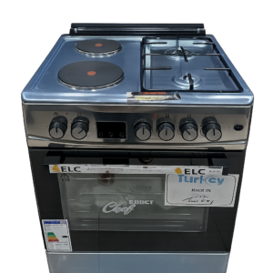 Super Chef Cooker 60x60cm – 2 Gas + 2 Electric with Oven, Timer & Fan | Made in Turkey | Buy in Uganda