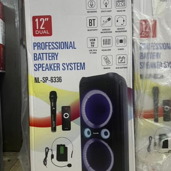 Saachi NL-SP-6336 12" Dual Professional Battery Speaker System - Image 2