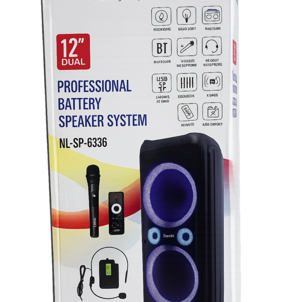 Saachi NL-SP-6336 12" Dual Professional Battery Speaker System - Image 1