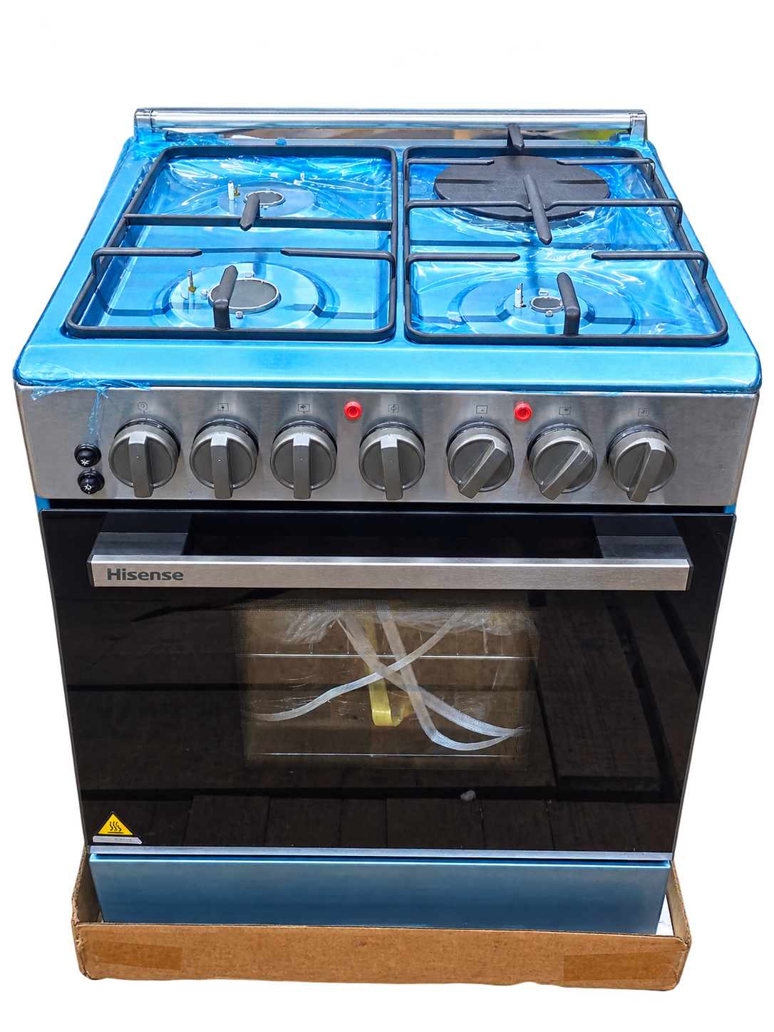 Hisense 60×60cm Cooker – 3 Gas Burners + 1 Electric Hotplate, Stainless Steel